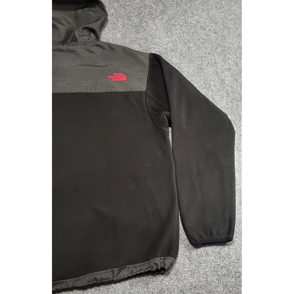 VTG THE NORTH FACE DENALI FULL ZIP HOODIE FLEECE BLACK & GRAY JACKET SIZE SMALL